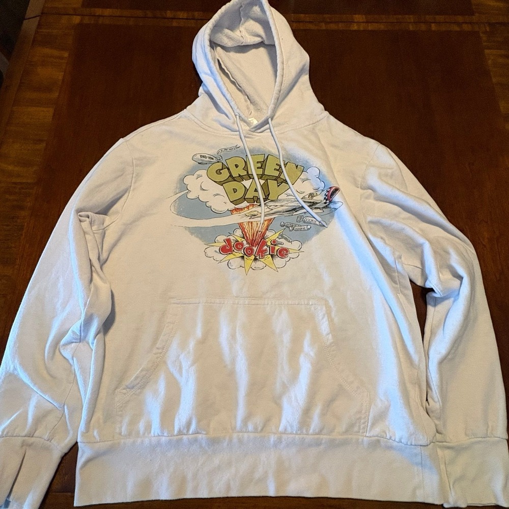 Green Day Dookie Hoodie Small White Album Art Band Merch Punk Rock Sweatshirt
